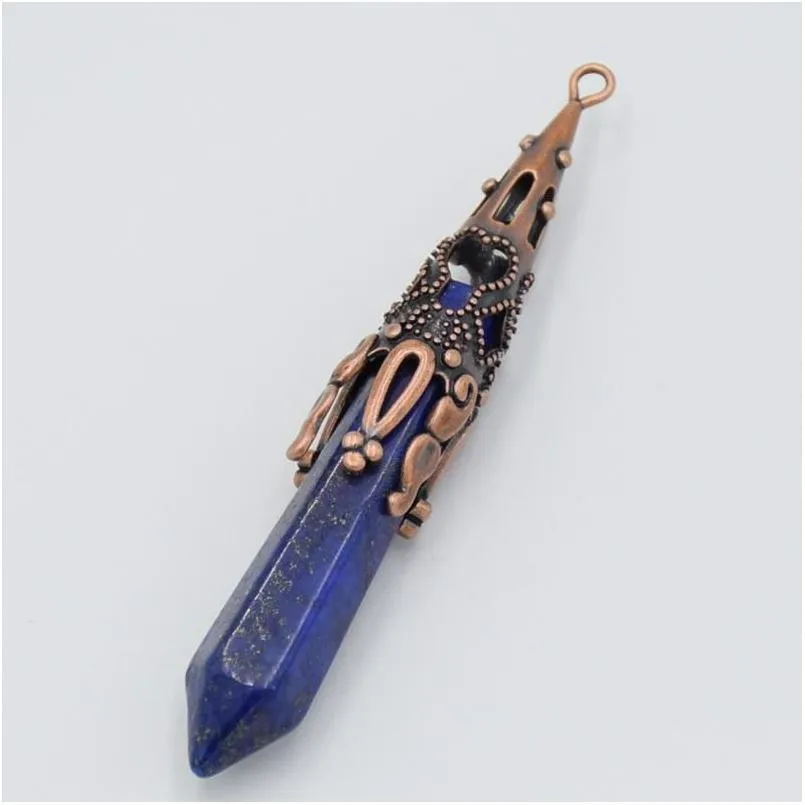 Pendentifs Pendentif Colliers Rétro Naturel Gem Pierre Pendum Pour Divination Wicca Pierre De Naissance Chakra Reiki Améthystes Quartzs Opale Lapis Dhyer