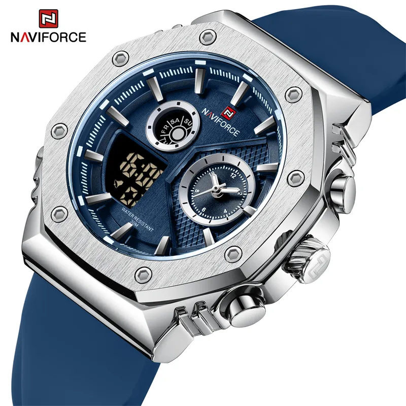 2023 NAVIFORCE décontracté Sport montre pour hommes alarme numérique homme horloge Durable Silicone étanche lumineux hommes montres à Quartz