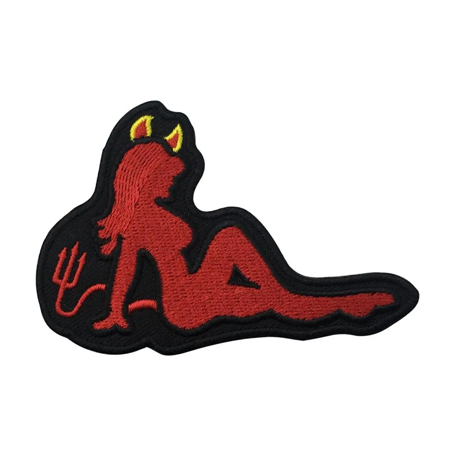 Sexmode Red Devil Girl Patch Custom broderat järn Sy på T-shit jacka och väska 213P