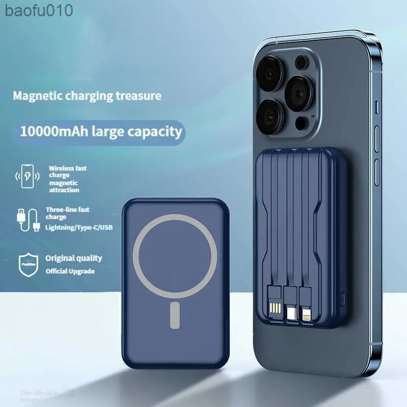 10000mAh Powerbank Magnétique Sans Fil Power Bank Portable Batterie Auxiliaire Externe PD20W Chargeur Rapide Pour iPhone 14 13 12 L230712