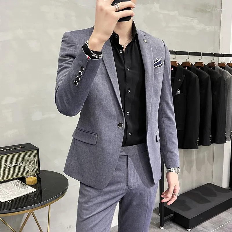 Мужские костюмы Высококачественная (брюки Blazer) 2023 Business England Fashion Trend Красивая корейская версия Slim Blazer с двумя частями