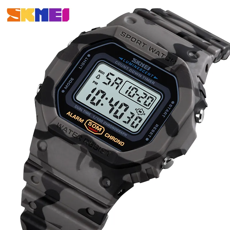 SKMEI Digitale Herrenuhren Chrono Alarm Kalender Sport Armbanduhr Outdoor 5Bar Wasserdicht Männliche Elektronische Uhr LED Uhren