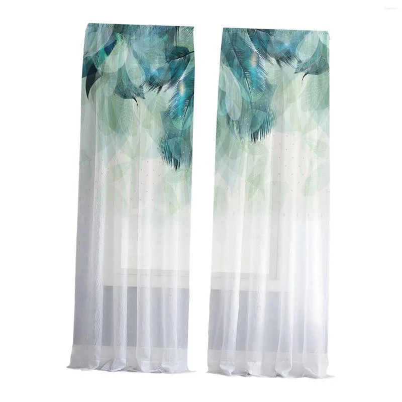 Rideau aquarelle paon plume rideaux tringle poche fenêtre lumière filtrage rideaux pour porte ferme chambre décor