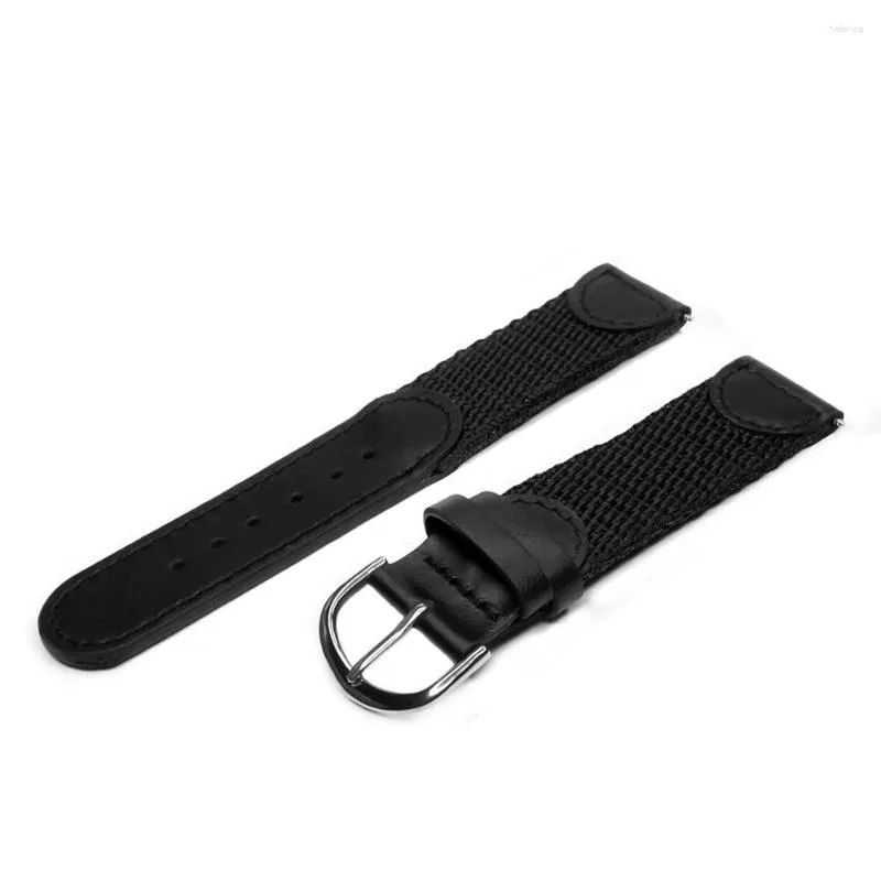 Watch Bands YQI Italian Genuine Leather Nylon Watchband 16mm 18mm 20mm 22mm 24mm Strap Black Steel Buckle Women