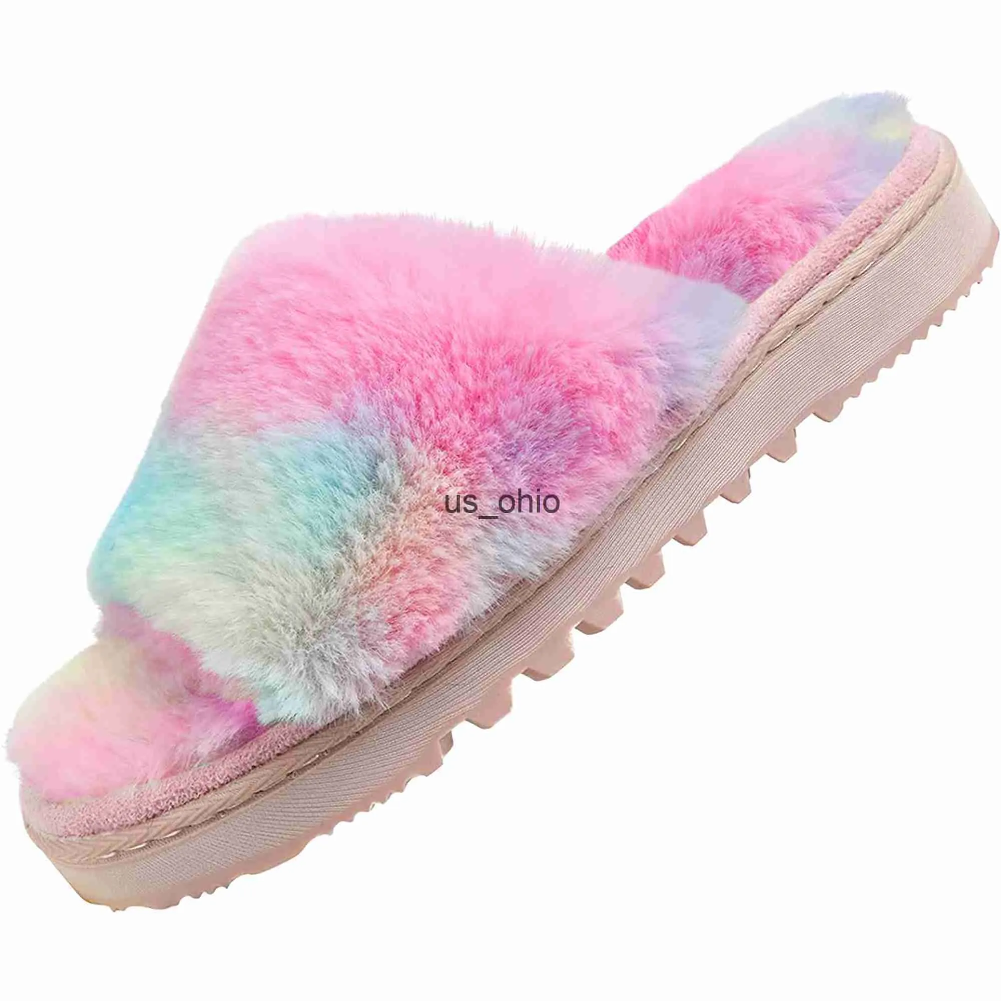 Pantofole Soffici Pantofole Open Toe per le donne Memory Foam indoor Comode Pantofole da donna Fuzzy Antiscivolo Soft Faux Fur Slipon J230712