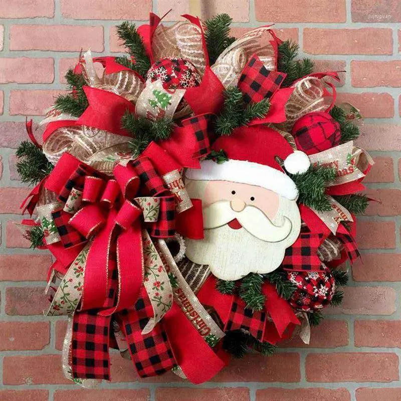 Decorative Flowers Free Ship Christmas Door Wreath Santa Claus Artificial Garland Wreaths For Decoration Couronne De Noel Porte