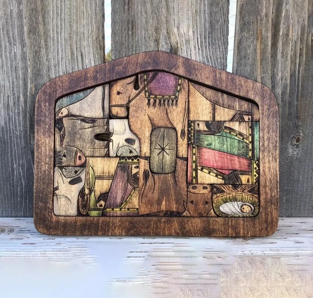 Other Home Decor Nativity Puzzle with Wood Burned Design Wooden Jesus Puzzles Jigsaw Puzzle Game for Adults and Kids Home Decoration Accessories 230712