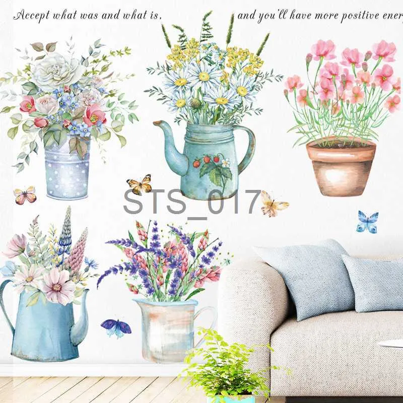 Andra dekorativa klistermärken Creative Flower Pot Wall Stickers för vardagsrum sovrum baseboard avtagbar väggdekaler Art heminredning växt klistermärke x0712