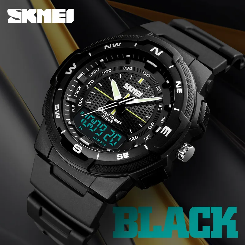 SKMEI Dual Display Quartz Horloge Mannen Outdoor Sport Horloges Digitale Elektronische Heren Horloges Waterdicht Topmerk Luxe Mannelijke Horloge