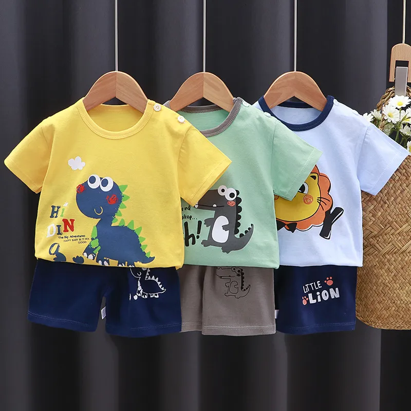 Kleidungssets Sommer Kinderkleidung Baby Boy T-ShirtHose 2-teiliges Set Kinder Cartoon Kurzarm Anzug Kleinkind Mädchen Kleidung Anzug Baby Outfit Set 230711