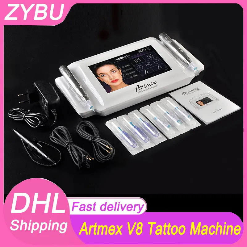 Professional Salon Spa Usa Artmex V8 Dermapen Permanent Makeup Tattoo Machine Eye Brow Lip Liner MTS PMU Micro Needling System Cura della pelle Derma Pen