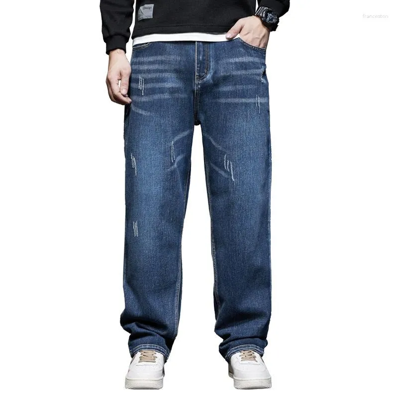 Jeans pour hommes grande taille 42 bleu droit ample Cargo Denim pantalon automne vêtements décontractés Haroun pantalon hommes bas