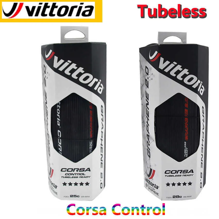 Copertoni per bici Copertone per bicicletta 700C Vittoria Corsa Control Tubeless Ready TR Graphene 2.0 700x25C/28C 320 TPI Cycing Road BikeTyre Four Compounds HKD230712