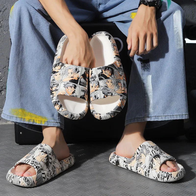 Kapcie letnie Anime drukowanie męskie sandały para moda grube dno antypoślizgowe Slipon wakacje buty na plażę 230711
