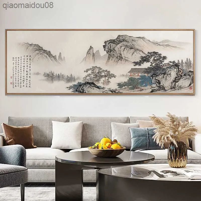 Poster Traditional Chinese Style Landscape Mountain Wall Art Canvas Paintings Pictures Prints For Office Living Room Home Decor L230704