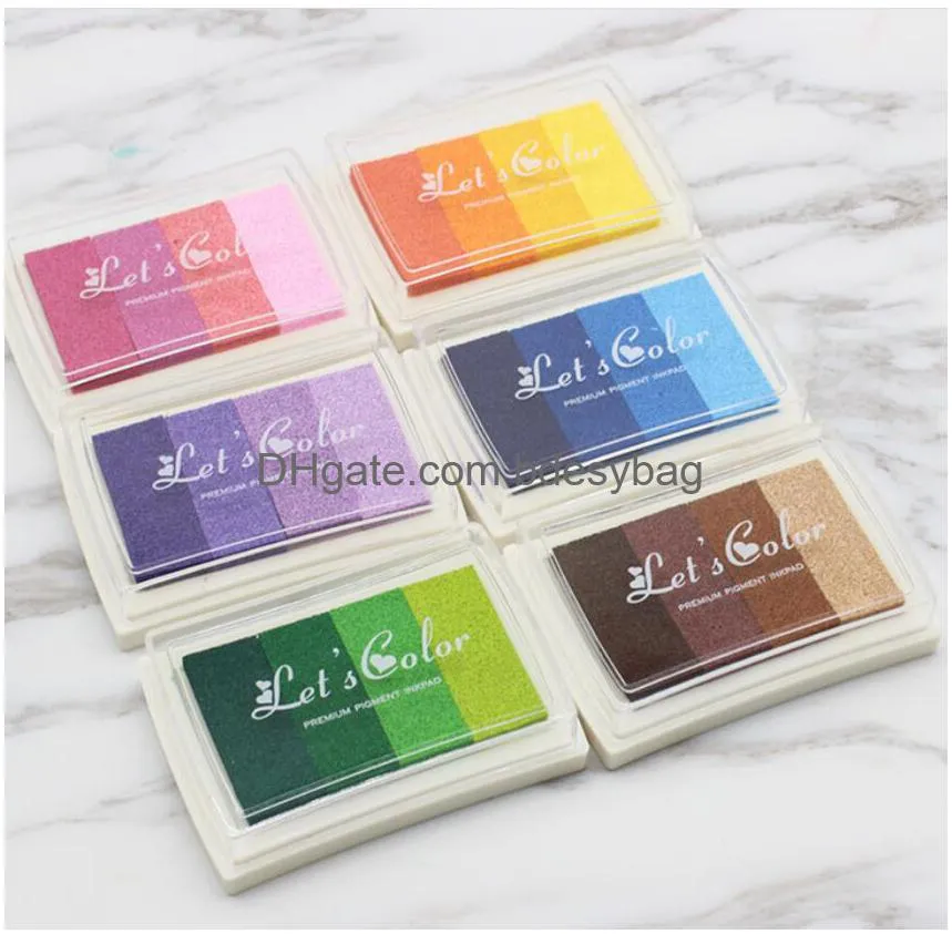 우표 WHOLESALE1PCS DIY 수제 그라디언트 컬러 잉크 패드 Mticolour inkpad 장식 지문 지문 스크랩북 액세서리 7.8x5.5cm