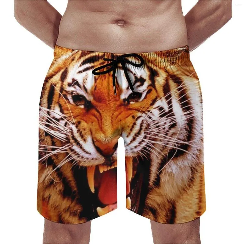 Shorts pour hommes Tiger And Flame Board Classic Male Beach Animal Print Trenky Swim Trunks Plus Size