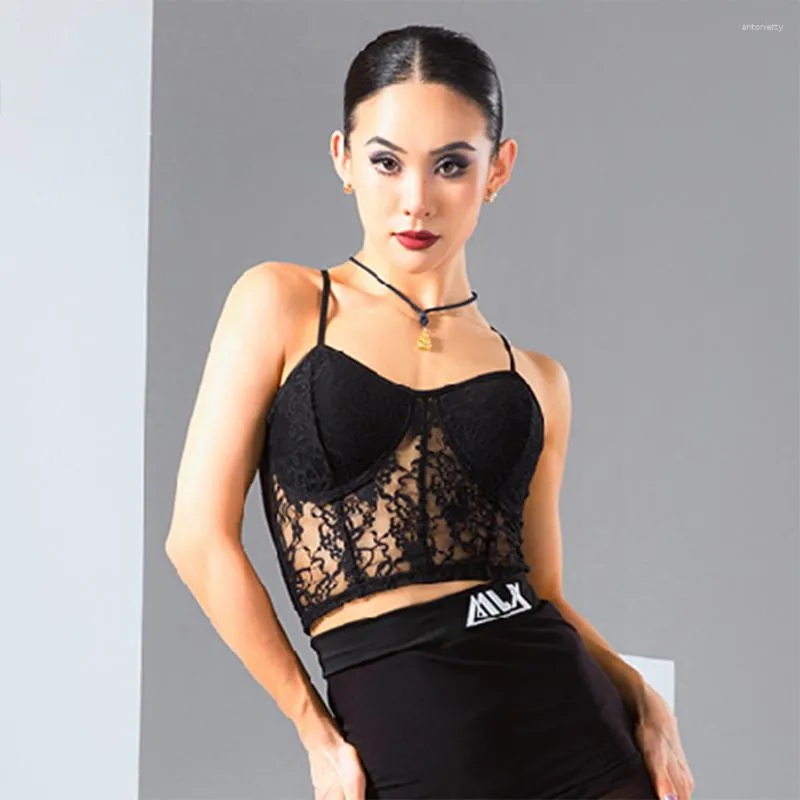 Stage Wear Lace Patchwork Bare Shoulder Tops Female Latin Dance Dress For Women Dresses Competition Ballroom Dancing Costume NY63 6231
