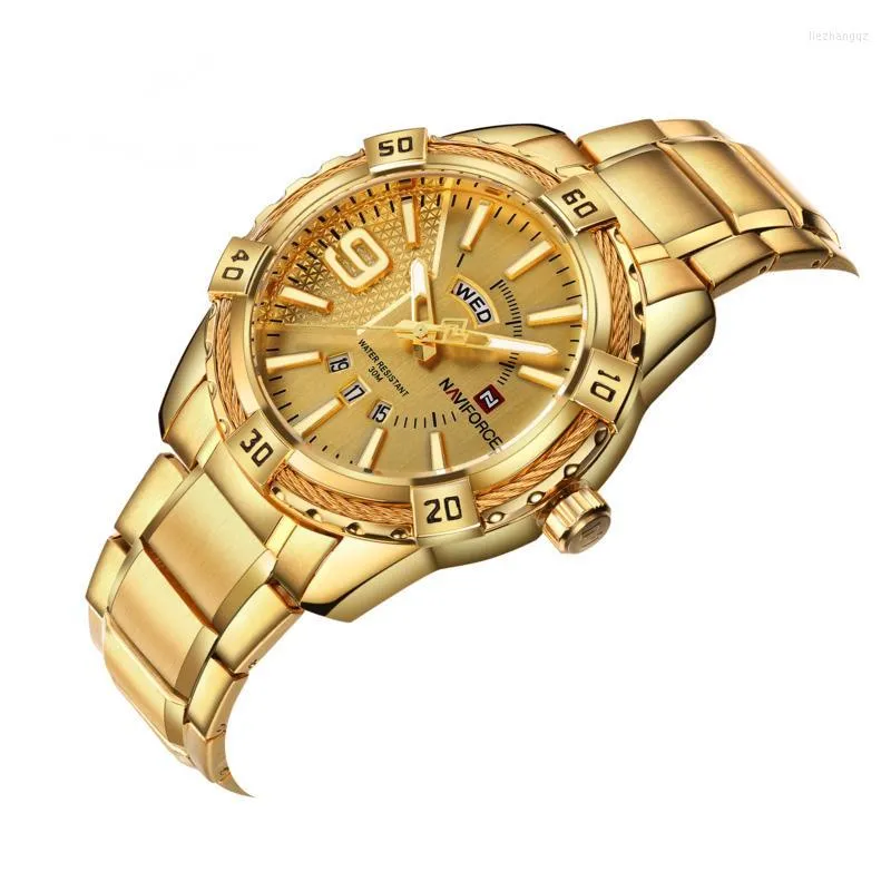 Zegarki na rękę Wodoodporny kalendarz Męski zegarek na rękę Taśma ze stali nierdzewnej Moda Luksusowy Biznes Temperament Kwarcowe Zegarki Na