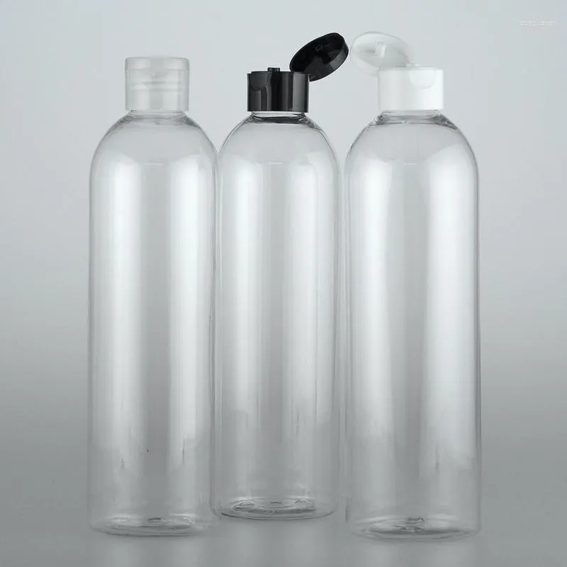 Garrafas de armazenamento transparente 400 ml x 15 plástico cosmético vazio com tampa flip top xampu sabonete líquido gel de banho pet recipientes de embalagem