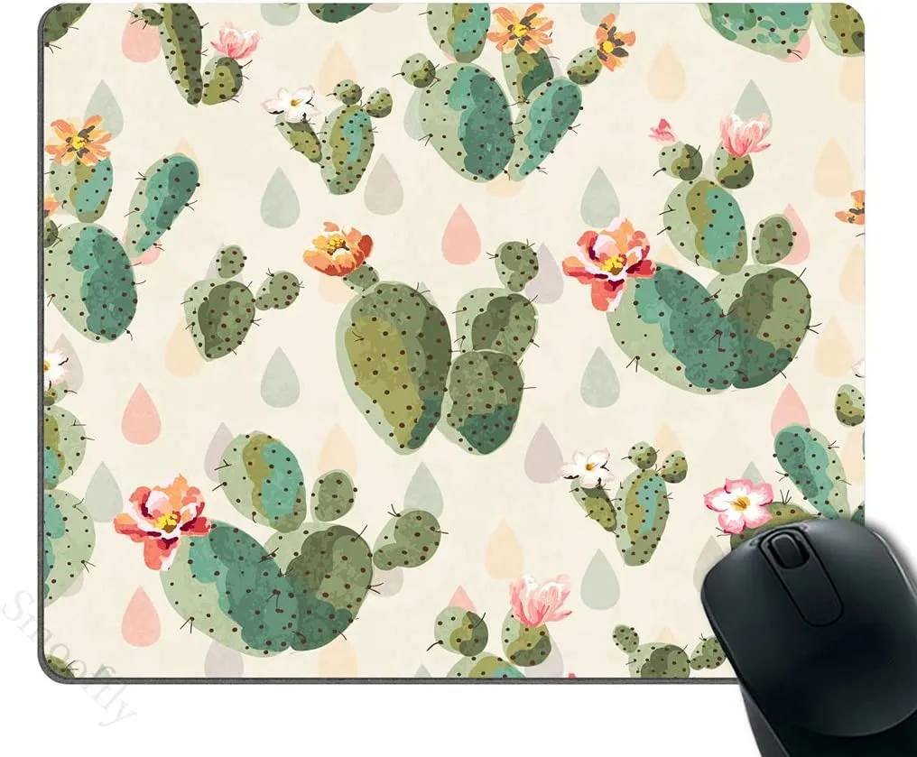 Cactus Gaming Mousepad, taggigt mönster Cactus Flowers Musmatta 9,5 X 7,9 tum