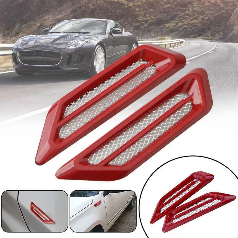 Car Fender Vent Covers 2pcs 2024 Air Flow Side Wing Stickers for Auto Exterior Decor Durable ABS Plastic Black Modified Accessories for Enhanced