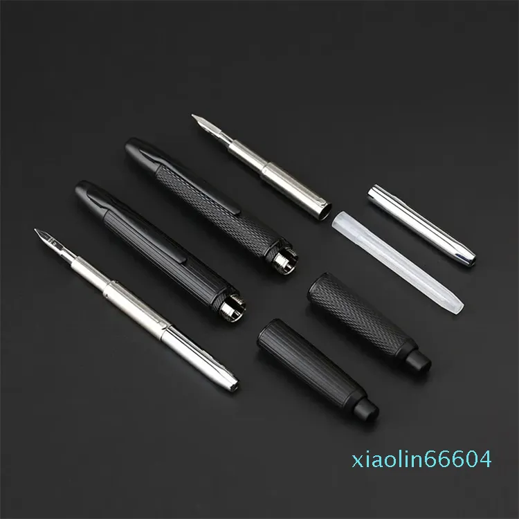 Fountain Pens A1 Press Fish Scale Striped Metal Engraving Pen Retractable WIth ClipNo Clip Ink Office School Writing