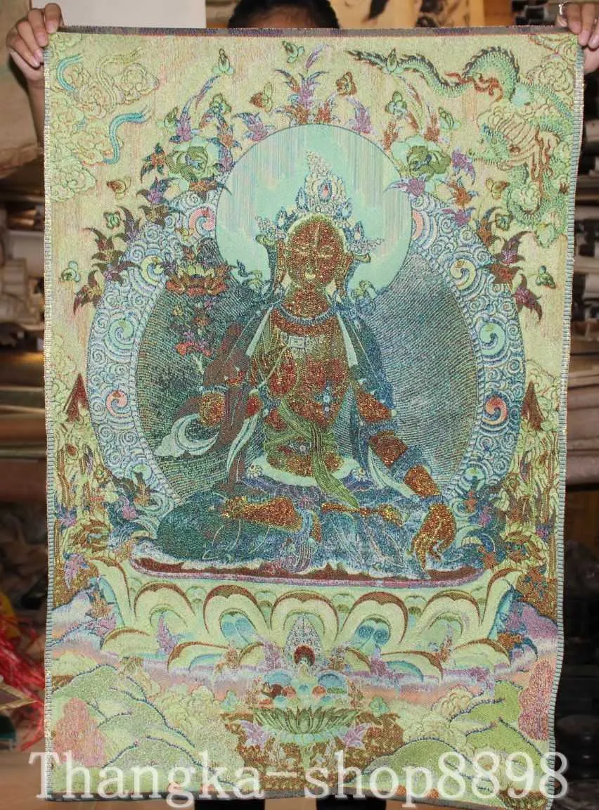 Vale la pena collezionare dipinti appesi in seta Tara Buddha Thangka con sette occhi bianchi del buddismo tibetano e decorazioni squisite L230704