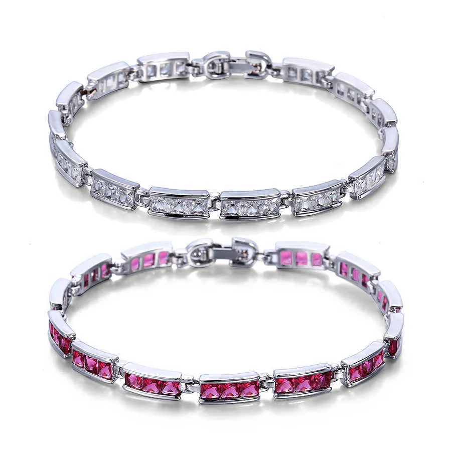 Pulseira de tênis de zircônia cúbica fina de 4 mm bling coreano, pulseiras de zircônia, ouro branco, galvanizado, corrente, pulseira, para mulheres, meninas, joias, atacado, bijuterias, presentes