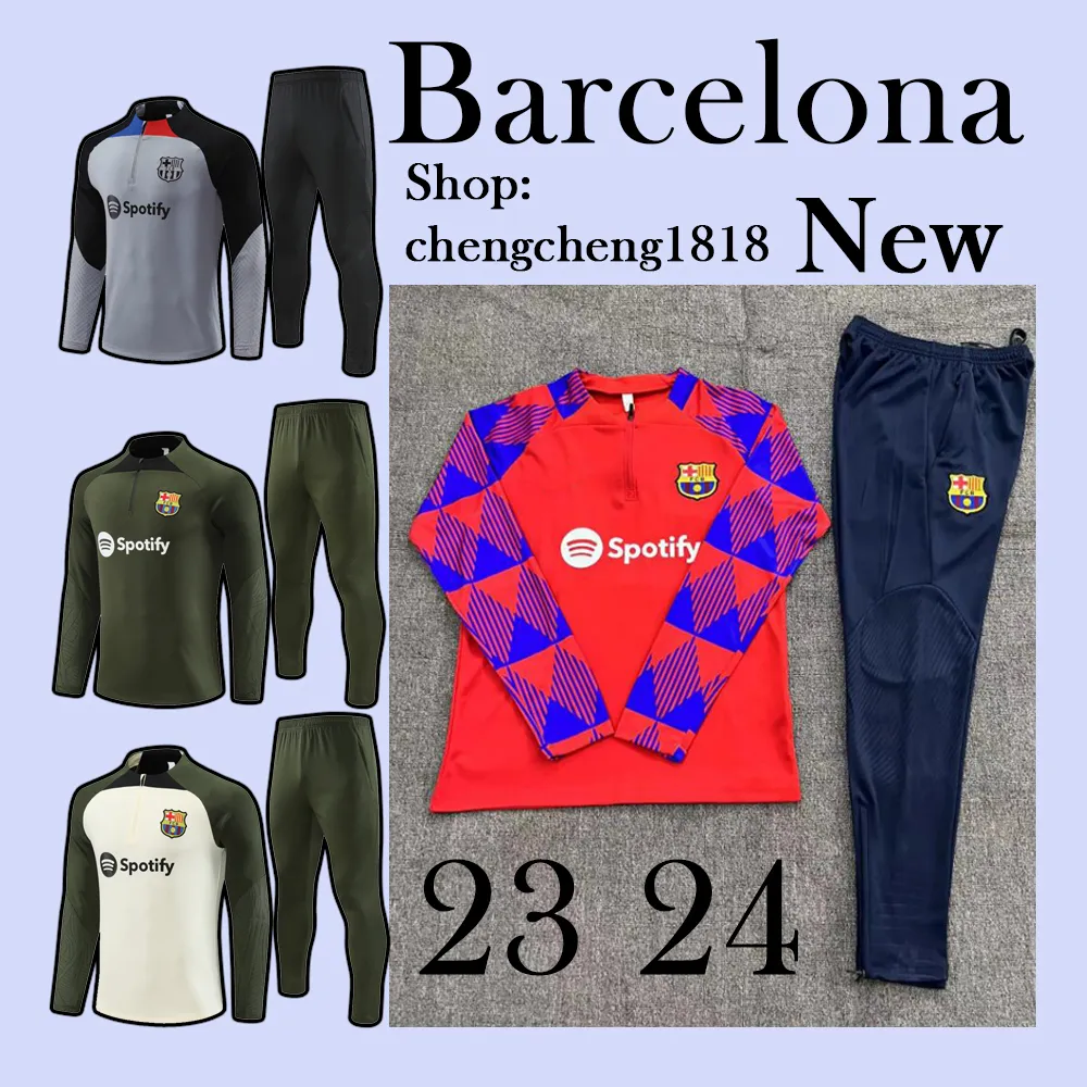 23 24 バルセロナ TRACKSUIT Camisetas de サッカー ジャージ トレーニング スーツ FERRAN PEDRI 22/23Half Zip Barcelona メンズとキッズ SET barca トラックスーツ 衣装 AA