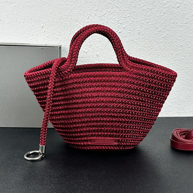 Top fourre-tout panier sacs à bandoulière corde en nylon tricot grande capacité sac sous les bras sacs à main fourre-tout designer sac à main sac à main femme bandoulière sangle réglable