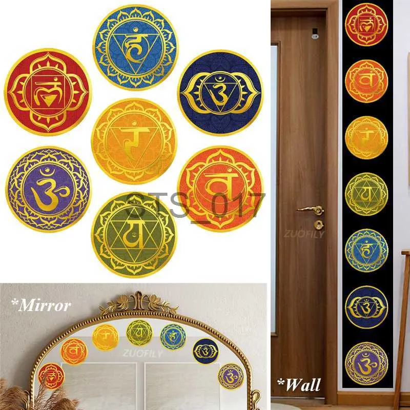 Altri adesivi decorativi Chakra arcobaleno Adesivi murali Buddismo Yoga Centri di energia cosmica Meditazione Decalcomanie Carta da parati colorata Camera da letto Drom Home Decor x0712