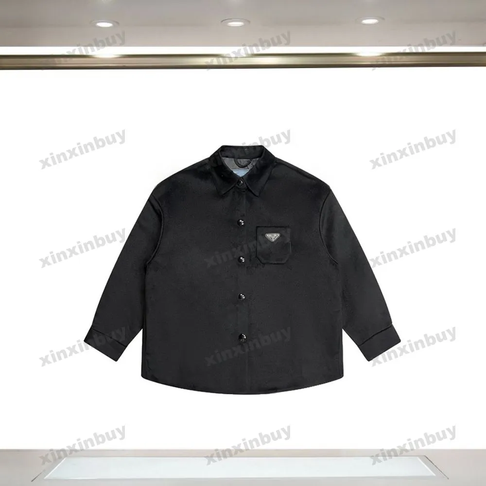 Xinxinbuy Men Designer Coat Jacket Metal Triangle Label Label Fabric Paris Long Sleeve Women Black Khaki Gray M-2XL