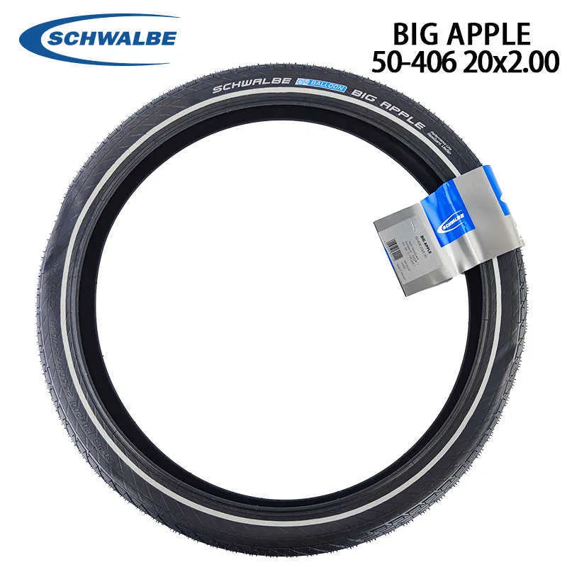 Bike Tires SCHWALBE BIG APPLE 20 Inch 50-406 20x2.00 Black Reflex Wired Bicycle Tire Level 4 K-Guard for DAHON P8 Folding Bike Cycling Part HKD230712