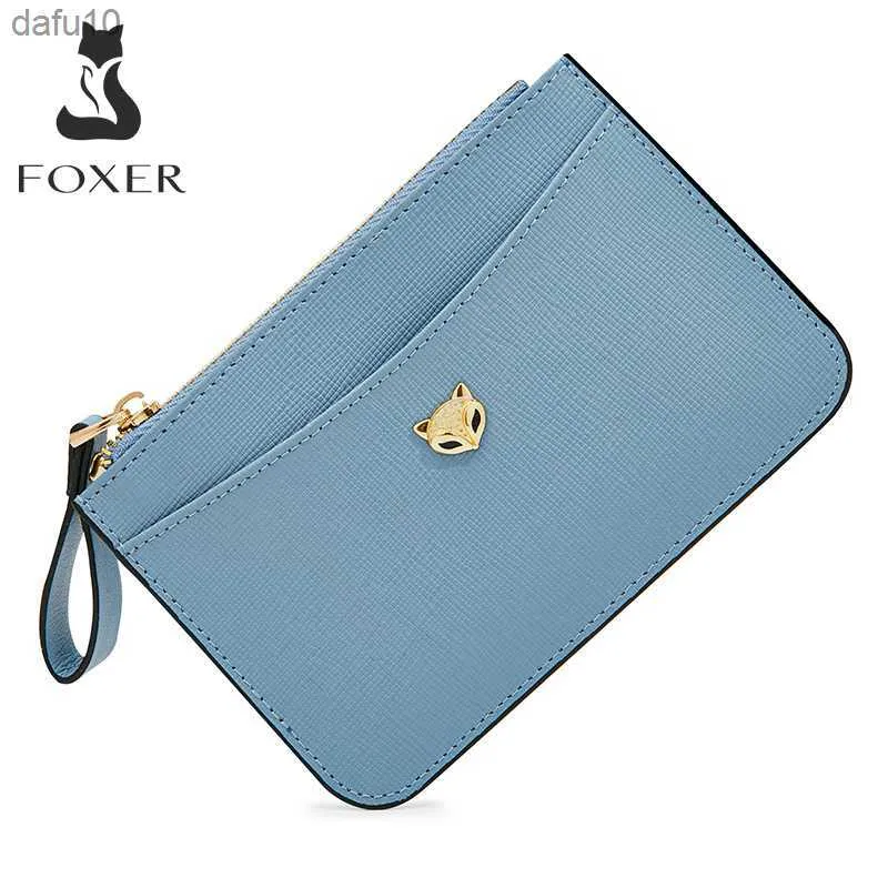FOXER Women PU Card Holder Wallets Synthetic Leather Coin Purse Mini Money Packet Stylish Lady Short Clutch Bag for Woman Wallet L230704