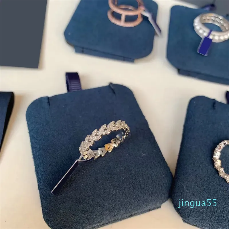 Designers Anel Moda Anéis de Diamante Jóias Femininas Temperamento senhora Prateado Diamante jóias presente