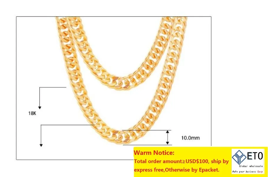 P Classic Cuban Link Chain Necklace Bracelet Set Fine 18k Real Solid Gold Filled Fashion Men Women 039 S Jewelry Accessories