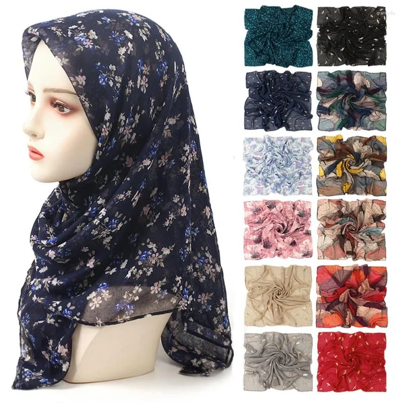 Foulards Imprimer Polyester Châle Écharpe Dame Fleur Doux Pashmina Étole Wrap Snood Bufandas Musulman Hijab Sjaal Cheveux Accessoires Pour Femmes