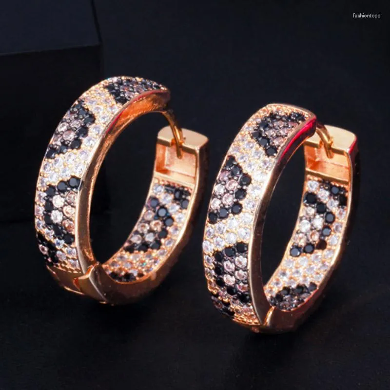 Stud Earrings Zlxgirl Jewelry Brown Peach Leopard Print Copper Drop For Women Personality Animal Zirconia Ear Accessories