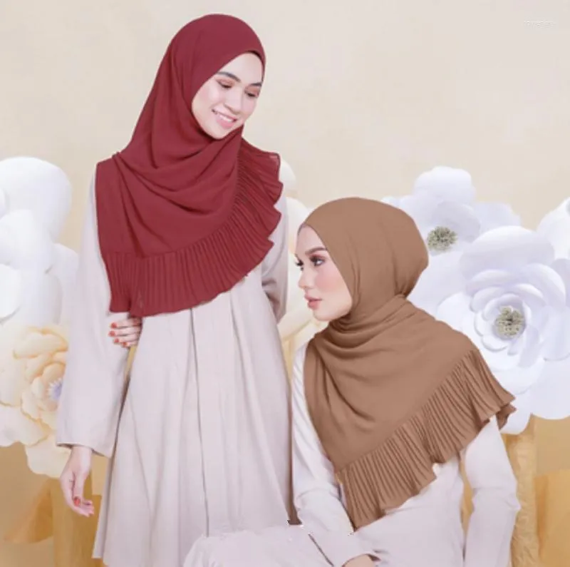 Ethnische Kleidung 180 70 cm Damen Islamischer Maxi Crinkle Cloud Chiffon Hijab Schal Einfarbiger Schal Muslimischer Langer Turban Stola Wrap Jilbab Kopftuch