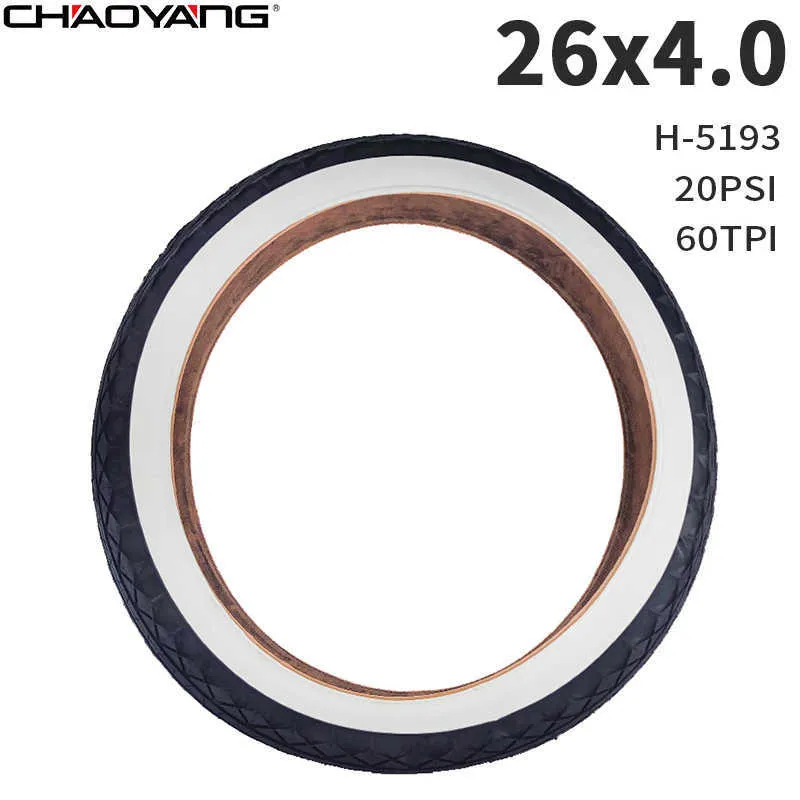 Bike Tires CHAOYANG 26x4.0 Bicycle Tire Half Bald White Edge Black Color 20TPI 60PSI 26inch Fat Electric Road Bike Anti-slip Tire HKD230712