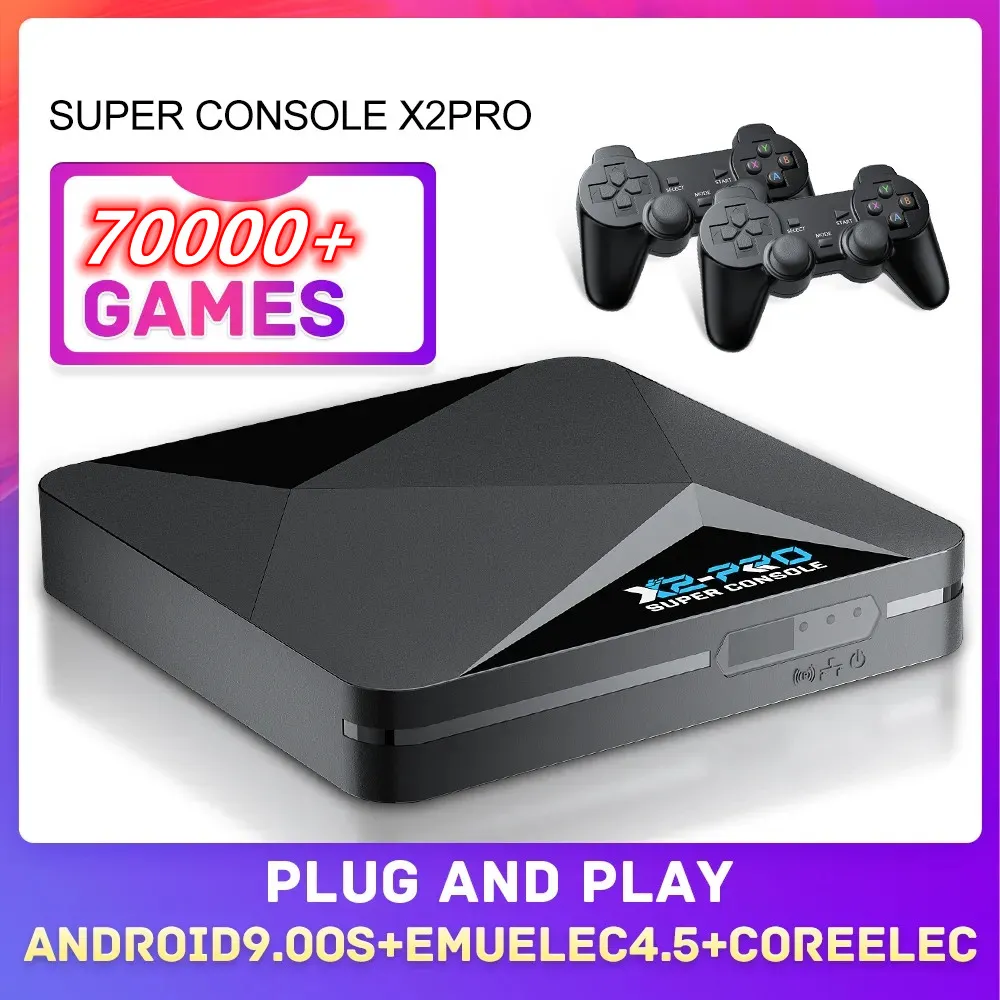 Super Console X2 Pro Gamepad Kid Gift 게임 상자와 PS1/PSP/DC/MAME 용 70000+ 비디오 게임 내장.