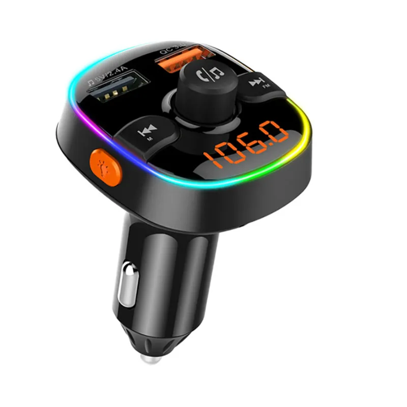 JaJaBor Bluetooth 5.0 カーキット ハンズフリー ステレオ オーディオ 車 MP3 音楽プレーヤー QC3.0 急速充電 USB 車の充電器 FM トランスミッター