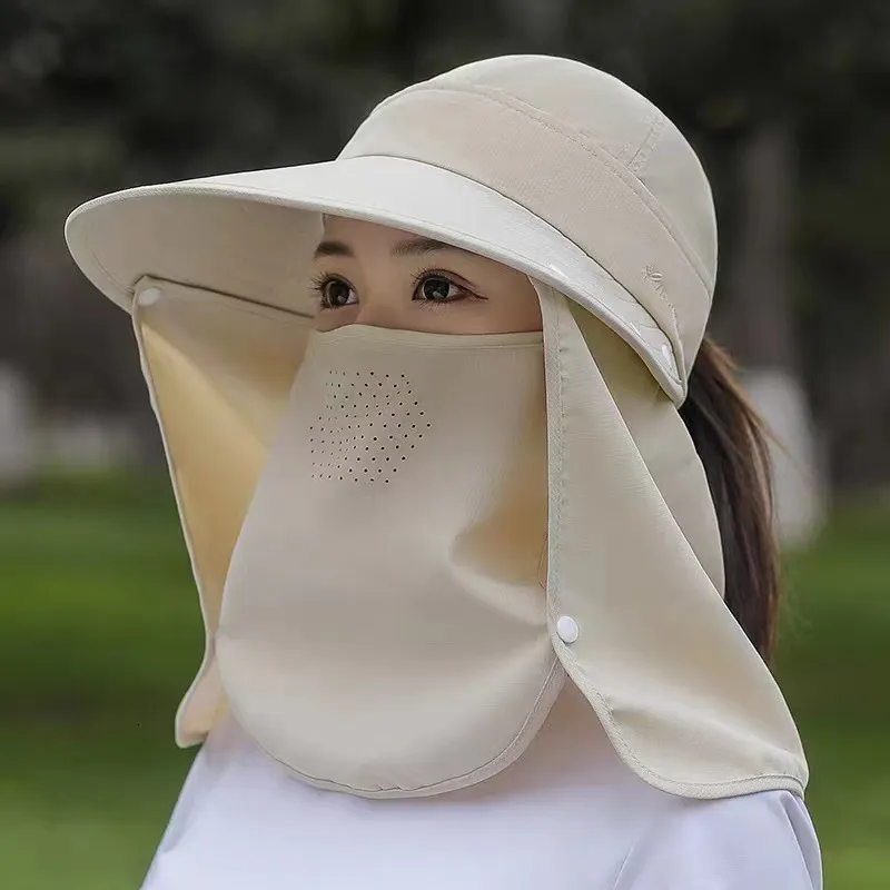 Gorras de ciclismo Máscaras Sombrero para el sol Sombrero de protección UV de verano para mujer Bicicleta al aire libre Mascarilla Sombrero Cabo Sombrero a prueba de viento Recogida de té extraíble 230711