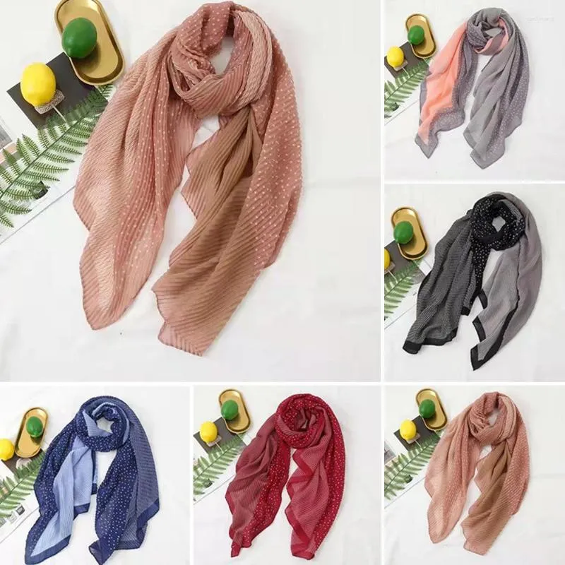 Etniska kläder 2023 Design Dam Scarf Modetryck Bomull Winkle Scarves Muslimska Hijabs Islamiska Polka Dot Lady Pashmina Foulard Bandana