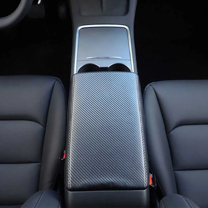 Carbon Fiber Car Armrest Box Cover Protective Sleeve For Tesla Model Y & 3  With Center Console Style From Autopart_company, $15.26