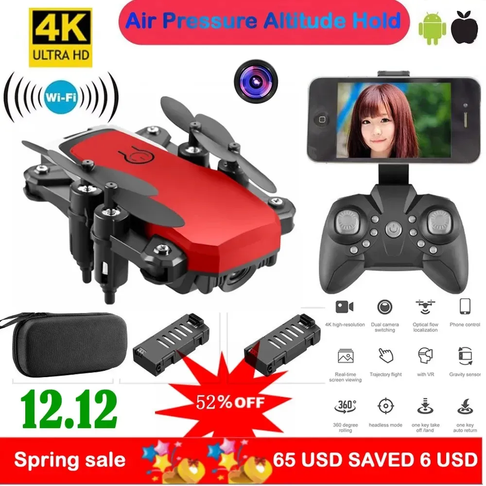 F606 Wifi Fpv Rc Drone Quadcopter Mini Drone Camera 4K Video High Quality Drones Professional Long Distance Foldable Small Drone Kit Sports Drones Low Price For Kids