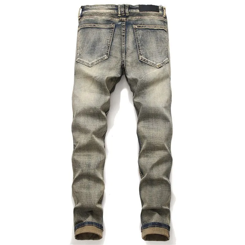 Khaki biker shop jeans mens