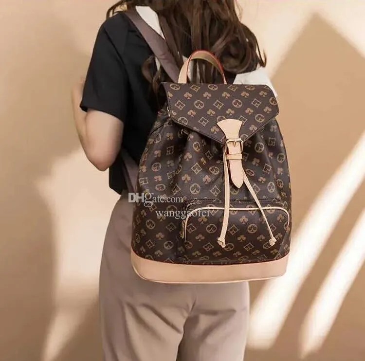 Women s PU Leather Backpack BOSPHORE Designer Brand Brown Flower Handbag Luxury Designer Bag Big Size
