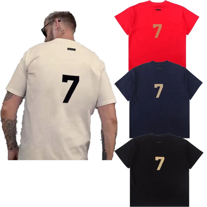 T-shirt da uomo Floccaggio Stampa Numero 7 T-shirt di lusso di stilista di marca da uomo T-shirt di lusso in cotone di alta qualità T-shirt sportiva estiva Hip Hop T-shirt da donna